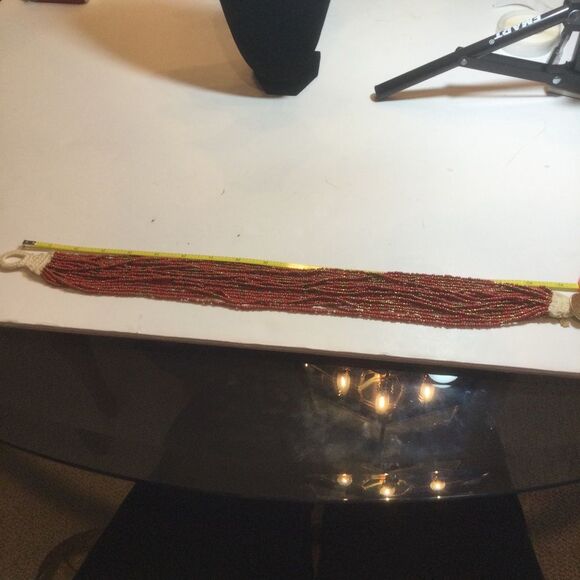 Lucky Brand Multi-strand Dark Orange And Gold Seed Bead Necklace - Picture 9 of 9